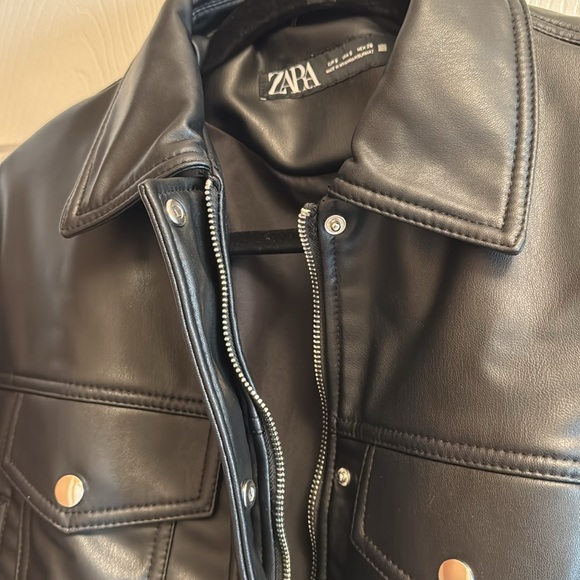 NWT Zara Cropped Faux Leather Jacket - Picture 7 of 9